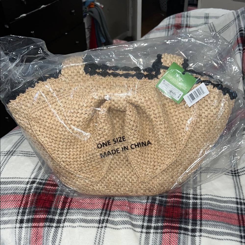 Tan Woven Tote Bag